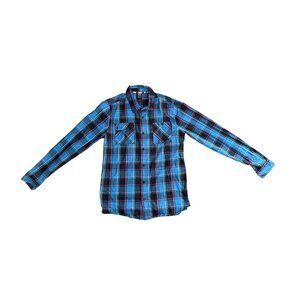 Shaun White Mens Blue & Red Plaid Cotton Long Sleeve Button Down Shirt XL